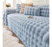 Generico Copridivano Morbido E Soffice, Tutto Compreso,Copridivano Morbido per 1/2/3/4 Posti,Coperta per Divano a L,Caldo Copridivano Invernale, Lavabile,Reversibile,Universale,Blu,180x130cm