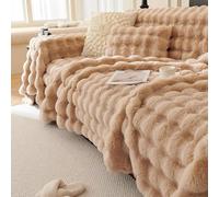 Generico Copridivano Morbido E Soffice, Tutto Compreso,Copridivano Morbido per 1/2/3/4 Posti,Coperta per Divano a L,Caldo Copridivano Invernale, Lavabile,Reversibile,Universale,Light Brown,180x320cm