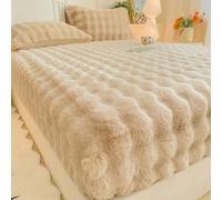 Generico Copriletti Matrimoniali In Velluto Soffice Lenzuolo Con Angoli In Pile Coprimaterasso con Federe Coprimaterasso Copriletto, custodia materasso matrimoniale(Brown,1.5 m)