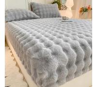 Generico Copriletti Matrimoniali In Velluto Soffice Lenzuolo Con Angoli In Pile Coprimaterasso con Federe Coprimaterasso Copriletto, custodia materasso matrimoniale(Gray,2 m)