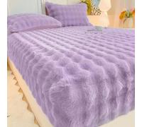 Generico Copriletti Matrimoniali In Velluto Soffice Lenzuolo Con Angoli In Pile Coprimaterasso con Federe Coprimaterasso Copriletto, custodia materasso matrimoniale(Purple,2 m)