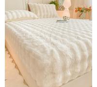 Generico Copriletti Matrimoniali In Velluto Soffice Lenzuolo Con Angoli In Pile Coprimaterasso con Federe Coprimaterasso Copriletto, custodia materasso matrimoniale(White,1.5 m)