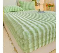 Generico Copriletti Matrimoniali In Velluto Soffice Lenzuolo Con Angoli In Pile Coprimaterasso con Federe Coprimaterasso Copriletto, custodia materasso matrimoniale(Green,1.5 m)