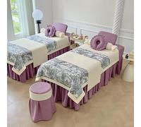 Generico Copriletto per Lettino da Massaggio per Salone di Bellezza con Foro per Il Viso, Lavabile, Set di Biancheria da Letto per Lettino da Massaggio Spa 4 Pezzi,Viola,70x185cm(28x73inch)