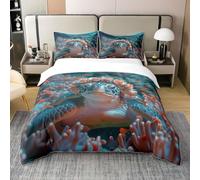 Generico Copripiumino 135x200 Alga, Copripiumini Tartaruga, 3 Pezzi Copripiumone Microfibra, Copripiumoni Morbido Reversibile + 2 Federe 50 x 75 cm con Cerniera y20
