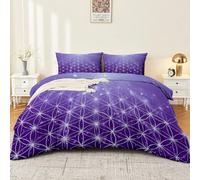 Generico Copripiumino 150 x 200 cm, Reversibile Microfibra Morbido Copripiumini Stampato La Semplicità Il Fiore Della Vita La Luce - Viola decorazione per le vacanze Copripiumino con Cerniera