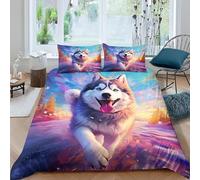 Generico Copripiumino 200x200 Astratto Copripiumini Husky 3 Pezzi Copripiumone Microfibra Copripiumoni Morbido Reversibile + 2 Federe 50 x 75 cm con Cerniera y2421