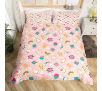 Generico Copripiumino 200x200 Omino di Pan di Zenzero Copripiumini Regalo 3 Pezzi Copripiumone Microfibra Copripiumoni Morbido Reversibile + 2 Federe 50 x 75 cm con Cerniera Campana Q549