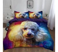 Generico copripiumino 220 x 240 cm Bed Linen Parure Barboncino Aerografo Film Set Copripiumino in Microfibra, Cerniera e 2 Federe resistente e traspirante facile da lavare Viola