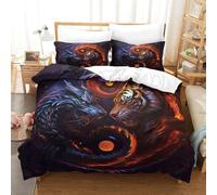 Generico Copripiumino 240x220 Drago, Copripiumini Tigre, 3 Pezzi Copripiumone Microfibra, Copripiumoni Morbido Reversibile + 2 Federe 50 x 75 cm con Cerniera y3190