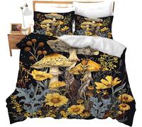 Generico Copripiumino 240x220 Funghi Copripiumini Fiore Giallo 3 Pezzi Copripiumone Microfibra Copripiumoni Morbido Reversibile + 2 Federe 50 x 75 cm con Cerniera y3322