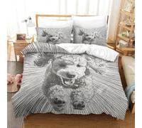 Generico Copripiumino 240x220 Linee Copripiumini Cani Ricci 3 Pezzi Copripiumone Microfibra Copripiumoni Morbido Reversibile + 2 Federe 50 x 75 cm con Cerniera y3970