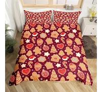 Generico Copripiumino 250x200 Palla di Natale, Copripiumini Omino di Pan di Zenzero, 3 Pezzi Copripiumone Microfibra, Copripiumoni Morbido Reversibile + 2 Federe 50 x 75 cm con Cerniera Natale Q311