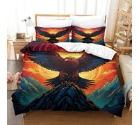 Generico Copripiumino 250x200 Scultura, Copripiumini Vulcano, 3 Pezzi Copripiumone Microfibra, Copripiumoni Morbido Reversibile + 2 Federe 50 x 75 cm con Cerniera y3263