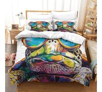 Generico Copripiumino 260x240 Animale Copripiumini Tartaruga 3 Pezzi Copripiumone Microfibra Copripiumoni Morbido Reversibile + 2 Federe 50 x 75 cm con Cerniera y3576