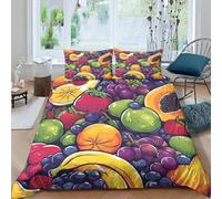 Generico Copripiumino 260x240 Banana Copripiumini Frutta 3 Pezzi Copripiumone Microfibra Copripiumoni Morbido Reversibile + 2 Federe 50 x 75 cm con Cerniera y3954