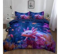 Generico Copripiumino 3 pezzi 180 x 220 cm Stile Fotografico Salamandra RosaMotivo, set di biancheria da letto Indaco MezzanotteStampa, microfibra Morbido Confortevole, per Ragazzi Ragazz