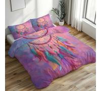 Generico Copripiumino Acchiappasogni, Biancheria da Letto Piume Colorate 240 X 220 cm Microfibra Morbida 3-Pezzi con 2 Federe 50x75 cm con Cerniera L-58