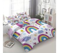Generico Copripiumino Bambini 180 X 220 Cm, Disegno Cartone Animato Arcobaleno - Biancobiancheria Da Letto Morbido, Copripiumone Traspirante & Ipoallergenica Per Ragazzi Ragazze Adolescenti