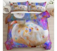 Generico Copripiumino Cartone Animato Animali Anatra, 1 X Copripiumone 200 X 200 Cm E 2 X Federe 50 X 80 Cm Sacco Parure Letto Reversibile Biancheria Da Letto Con Cerniera, Viola Per Bambini Adulti