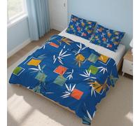 Generico Copripiumino Foglie Geometrico, Biancheria da Letto Uccello del Paradiso 135 X 200 cm Microfibra Morbida 2-Pezzi con 1 Federe 50x75 cm con Cerniera L-45