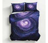 Generico Copripiumino Galassia, Biancheria da Letto Universo Spaziale 220 X 240 cm Microfibra Morbida 3-Pezzi con 2 Federe 50x75 cm con Cerniera K&6