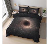 Generico Copripiumino Galassia, Biancheria da Letto Universo via Lattea 135 X 200 cm Microfibra Morbida 2-Pezzi con 1 Federe 50x75 cm con Cerniera K&7
