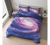 Generico Copripiumino Galassia, Biancheria da Letto Universo Via Lattea 135 X 200 cm Microfibra Morbida 2-Pezzi con 1 Federe 50x75 cm con Cerniera K&1