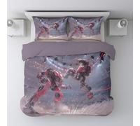 Generico Copripiumino Matrimoniale 150 x 200 CM Con 2 Federe 80 x 80 CM Set di biancheria da letto in microfibra morbida e traspirante da 2 pezzi Tecnologia Arena Robot Rosso