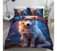 Generico Copripiumino Matrimoniale 200x250 Lupo ArticoFiore Chic reversibile Copripiumini e 2 Federe 50x75 cm per DecorativoZ3004