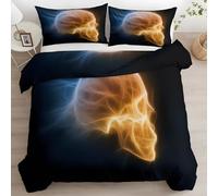 Generico Copripiumino Matrimoniale 250x200 Teschio elettrico Copri Piumino 3 Pezzi Microfibra Morbido Con Cerniera Personalizzato Copri Piumone e 2 Federe Cuscino GH1144