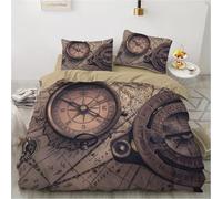 Generico Copripiumino Matrimoniale 260x240 Bussola Biancheria da Letto Microfibra Morbido e Traspirante Copripiumino con Cerniera e 2 Federe 50x80 cm 5G10X271992