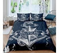 Generico Copripiumino Matrimoniale Ancora di nave Copripiumino Matrimoniale 240x220 3D + 2 Feder 50 x 80 cm 100% Microfibra Set di Biancheria Morbida, Traspirante, Chiusura a Cerniera 5W11Q32555
