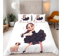 Generico Copripiumino Matrimoniale Anime Ragazza 220x240 cm con 2 Federe 50x80 cm Set Copripiumino Anime Cane 3D Stampa Microfibra Lavabile In Lavatrice Cerniera Invisibile Lacci a Quattro Angoli