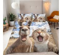 Generico Copripiumino Matrimoniale Asino Gatto 200x200 cm Copripiumino Carino Animale 3D Stampa Set di Biancheria da Letto Microfibra Cerniera Invisibile Lacci a Quattro Angoli 2 Federe 50x80 cm cm