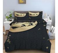 Generico Copripiumino Matrimoniale Babbo Natale Biancheria Da Letto Microfibra Morbida Auguri Di Nuovo Anno Copripiumini 240x220 cm con 2 Federe Cuscino, Zip Nascosto -KG875