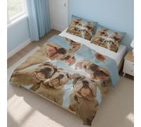 Generico Copripiumino Matrimoniale Bulldog Francese Divertente Parure Copripiumino 155x220 cm Cane Cucciolo Carino Animale, Morbido Microfibra Set Letto 3 Pezzi, 2 Federa con Cerniera 21D&-57