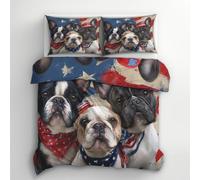 Generico Copripiumino Matrimoniale Bulldog Francese, Set di Biancheria da Letto Cucciolo Cani Carino, Copri Piumino 260x240 cm e 2 Federe 50x80 cm, Copripiumone Microfibra Morbido - YKA8346