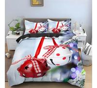 Generico Copripiumino Matrimoniale Campana Biancheria Da Letto Microfibra Morbida Natale Copripiumini 240x220 cm con 2 Federe Cuscino, Zip Nascosto -KG2333
