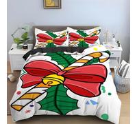 Generico Copripiumino Matrimoniale Campana Biancheria Da Letto Microfibra Morbida Vigilia Di Natale Copripiumini 240x220 cm con 2 Federe Cuscino, Zip Nascosto -KG2465