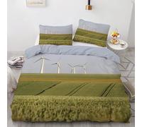 Generico Copripiumino Matrimoniale Campo De Trigo Biancheria Da Letto Microfibra Morbida Molino Copripiumini 240x220 cm con 2 Federe Cuscino, Zip Nascosto -Kg4781