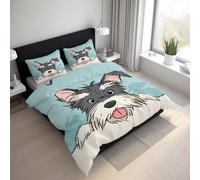 Generico Copripiumino Matrimoniale Cane Schnauzer Parure Copripiumino 240x220 cm Cucciolo Animale Carino Bambini, Morbido Microfibra Set Letto 3 Pezzi, 2 Federa con Cerniera 21D&-61
