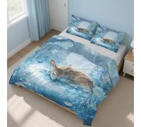 Generico Copripiumino Matrimoniale Cervo Parure Copripiumino 200x200 cm Cervo Sika Carino Animale, Morbido Microfibra Set Letto 3 Pezzi, 2 Federa con Cerniera 21D&-57