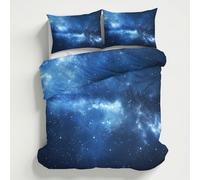 Generico Copripiumino matrimoniale Cielo Stellato 200x200, Universo Galassia Stelle Set di Biancheria da Letto in Microfibra, con Copripiumone e 2 Federe 50x80 cm LGS19sL