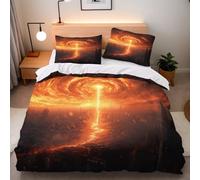 Generico Copripiumino Matrimoniale Città Interstellare 240x260 cm con 2 Federe 50x80 cm Copripiumino Fulmine 3D Stampa Microfibra Lavabile In Lavatrice Cerniera Invisibile Adatto Camerette Dormitori