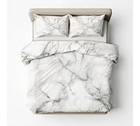 Generico Copripiumino Matrimoniale Effetto Marmo Bianco, Set di Biancheria da Letto in Microfibra 3 Pezzi, Parure Copri Piumino 240x220 e 2 Federe 50x80 con Cerniera DSaH83