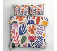 Generico Copripiumino Matrimoniale Fiori Colorate Astratto Boho, Set di Biancheria da Letto in Microfibra 3 Pezzi, Parure Copri Piumino 260x240 e 2 Federe 50x80 con Cerniera H57