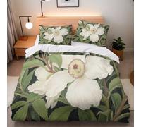 Generico Copripiumino Matrimoniale Fiori Foglie 200x200 cm con 2 Federe 50x80 cm Set Copripiumino Moderno 3D Stampa Microfibra Lavabile In Lavatrice Cerniera Invisibile Lacci a Quattro Angoli