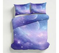 Generico Copripiumino Matrimoniale Galassia, 3 Pezzi con Cerniera e Federe Set di Biancheria da Letto Universo Pianeta Cielo Stellato Con Microfibra （200x200cm） LGS22sL