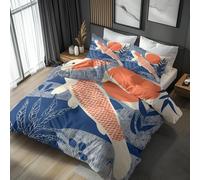 Generico Copripiumino Matrimoniale Giapponese, Set di Biancheria da Letto Carpa Koi Fish, Copri Piumino 250x200 cm e 2 Federe 50x80 cm, Copripiumone Microfibra Morbido - YKA7703